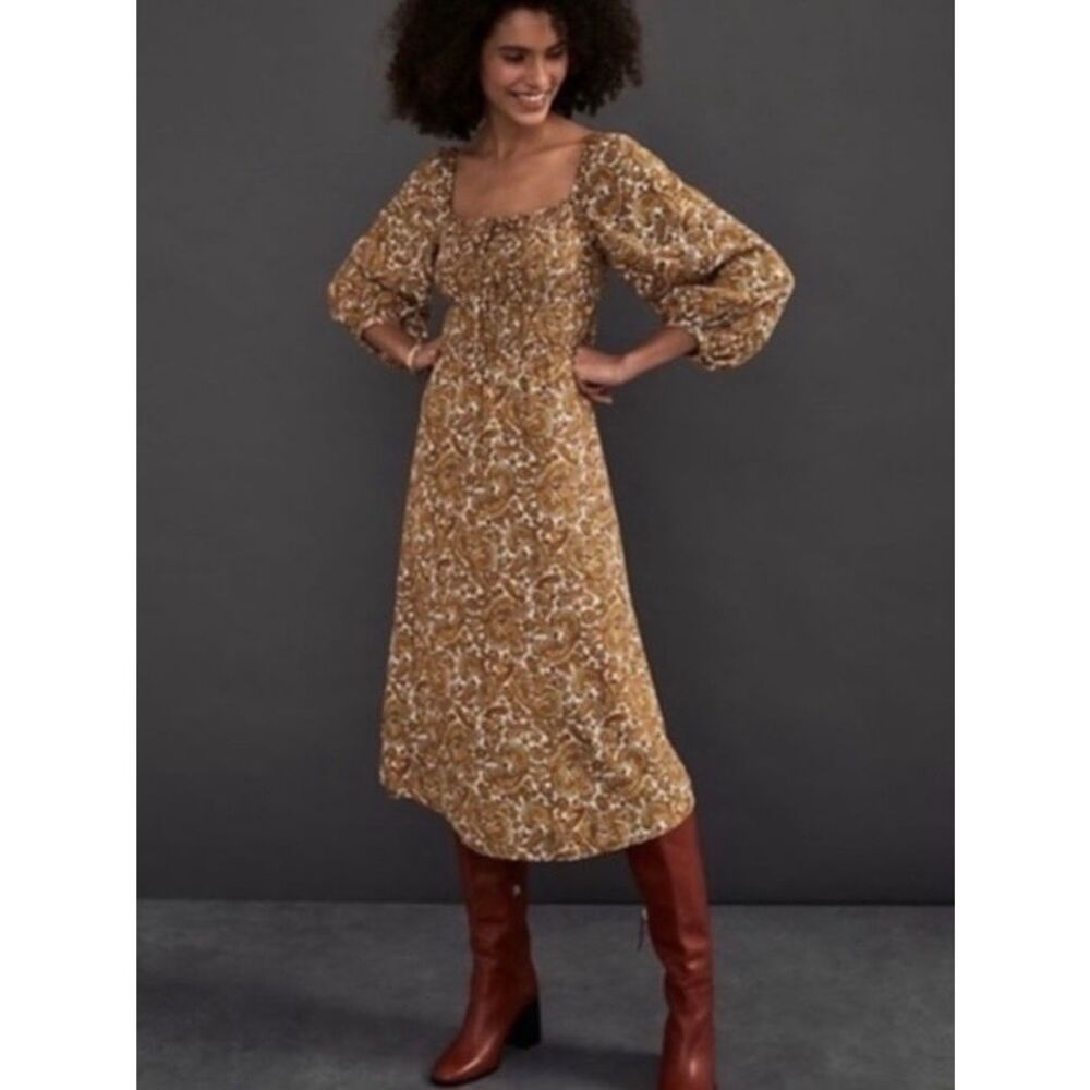 NEW FAITHFULL THE BRAND Womens 4 El Paso Sable Paisley Print Midi Dress